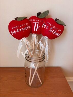 Red Apple First Day of School Photo Props - Set of 3 TK, Preschool, Kindergarten